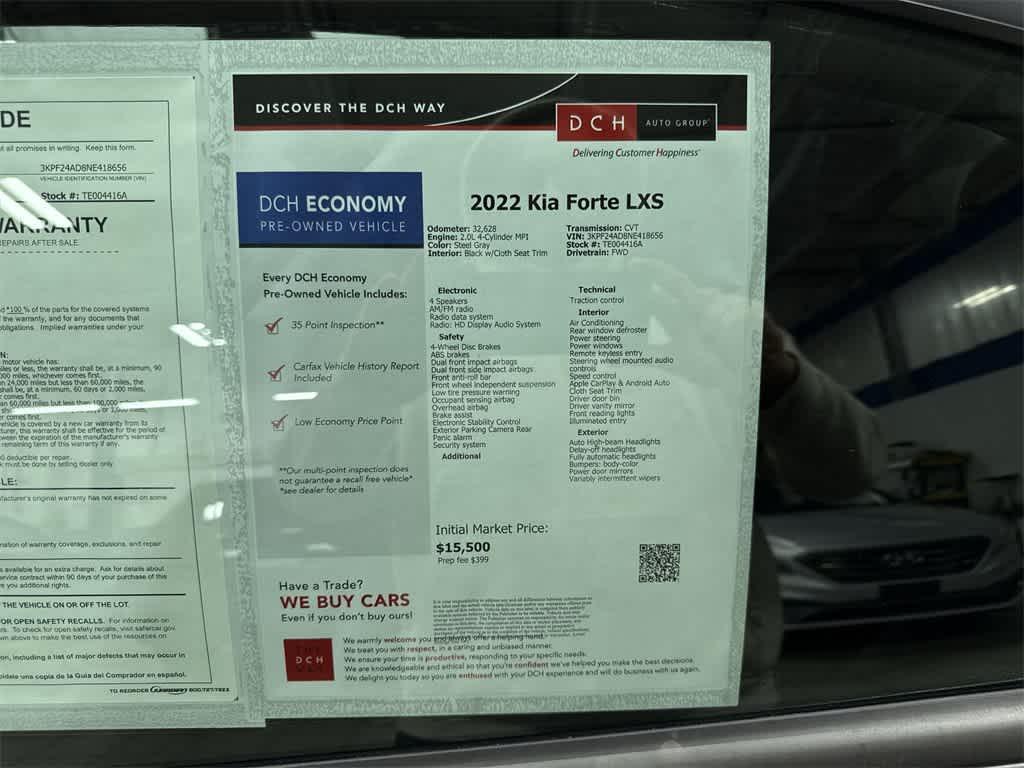 used 2022 Kia Forte car, priced at $15,500