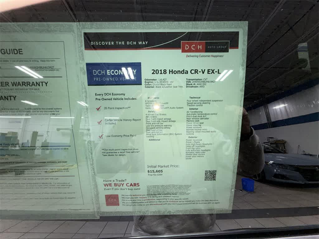 used 2018 Honda CR-V car, priced at $15,000