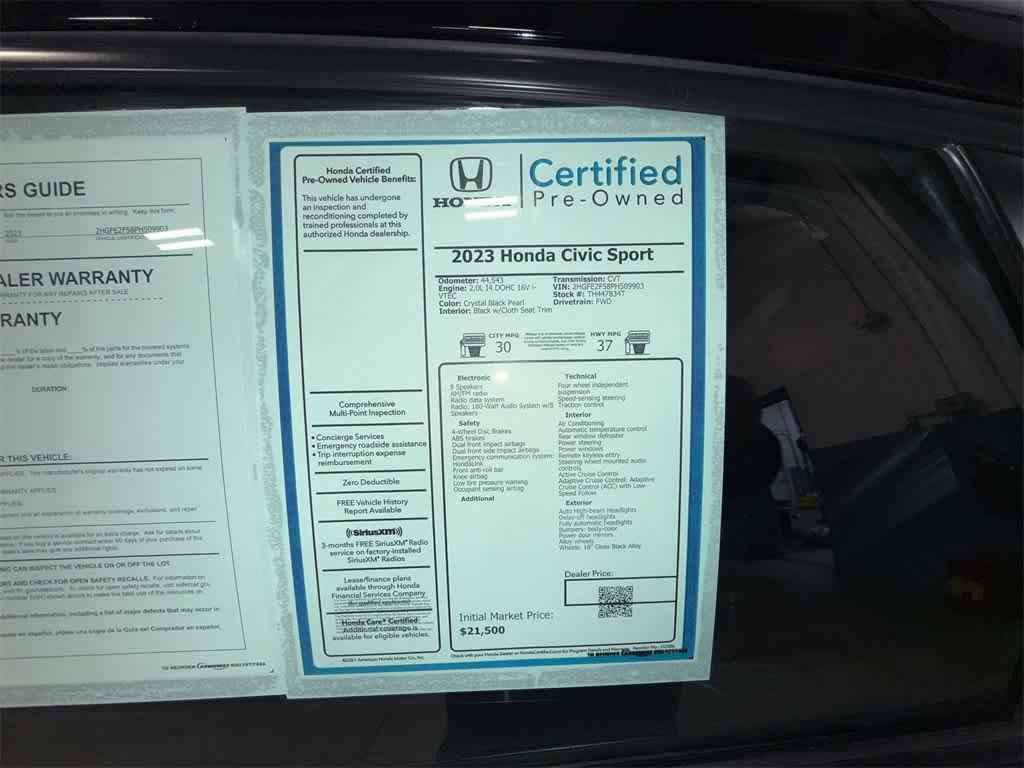 used 2023 Honda Civic car, priced at $21,500