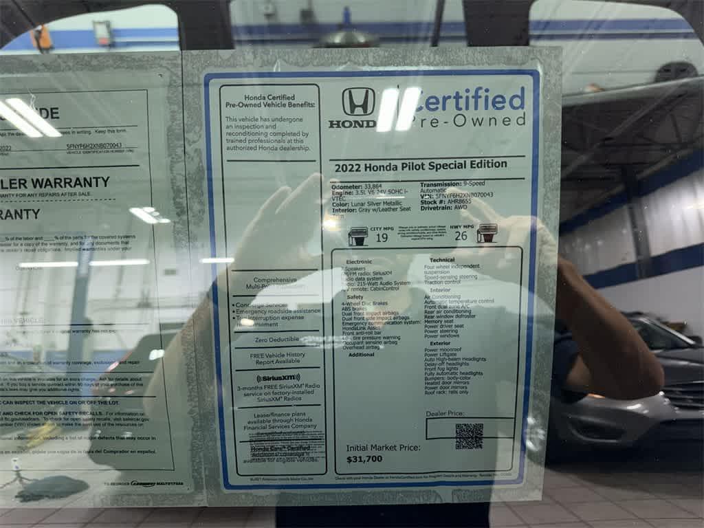 used 2022 Honda Pilot car, priced at $31,819