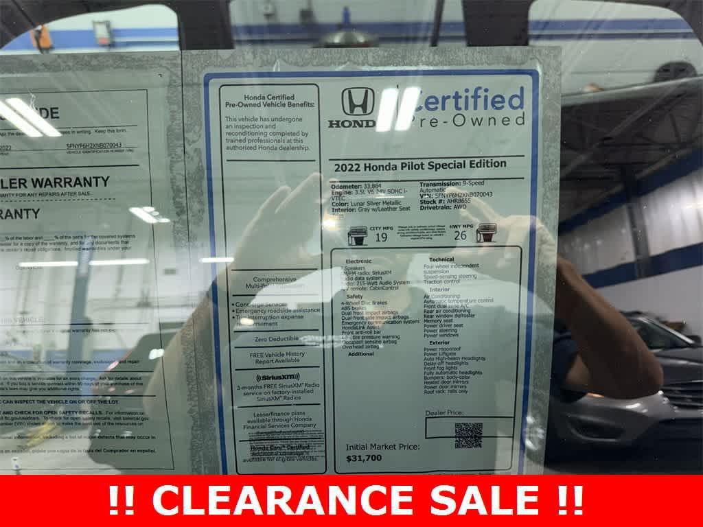 used 2022 Honda Pilot car, priced at $28,225