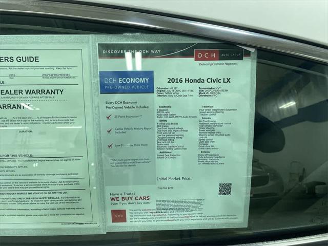 used 2016 Honda Civic car, priced at $16,442