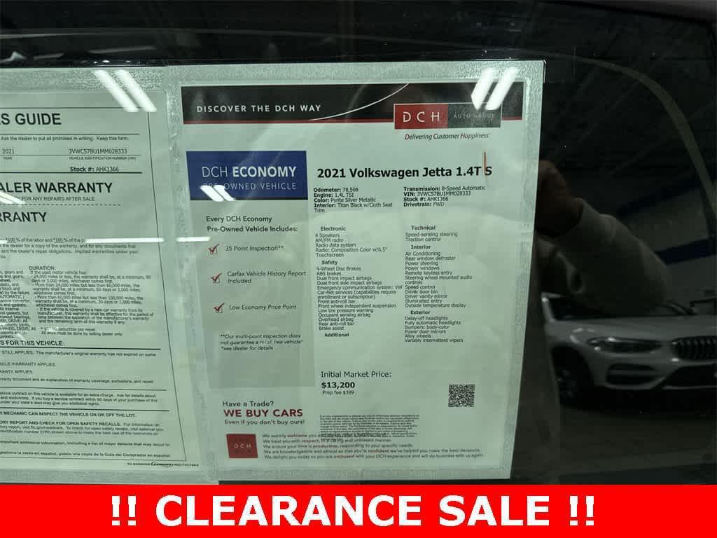 used 2021 Volkswagen Jetta car, priced at $12,100