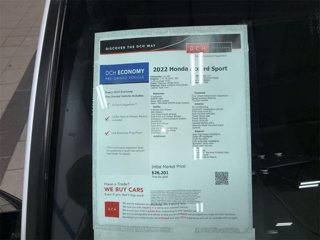 used 2022 Honda Accord car, priced at $26,201