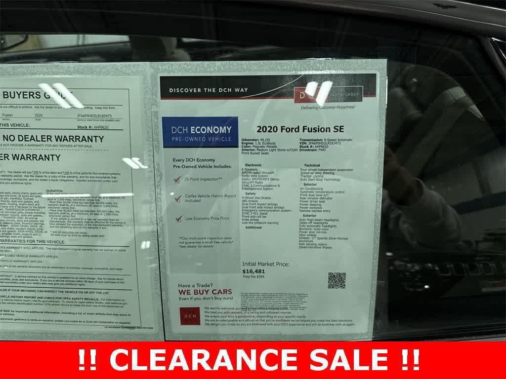 used 2020 Ford Fusion car, priced at $13,200