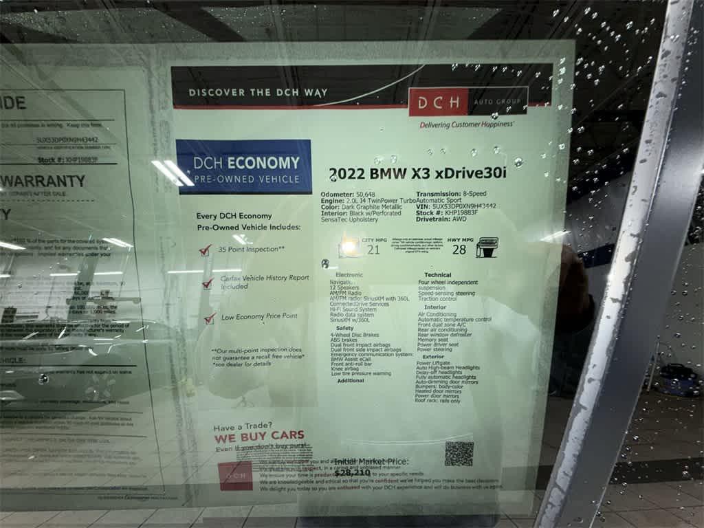 used 2022 BMW X3 car, priced at $27,100
