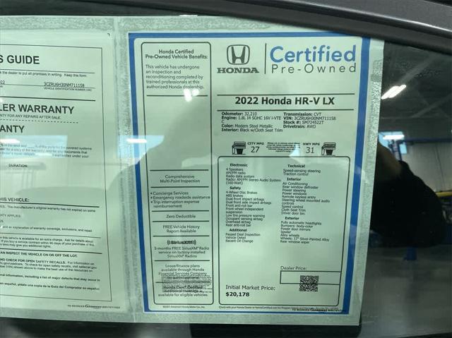 used 2022 Honda HR-V car, priced at $20,465