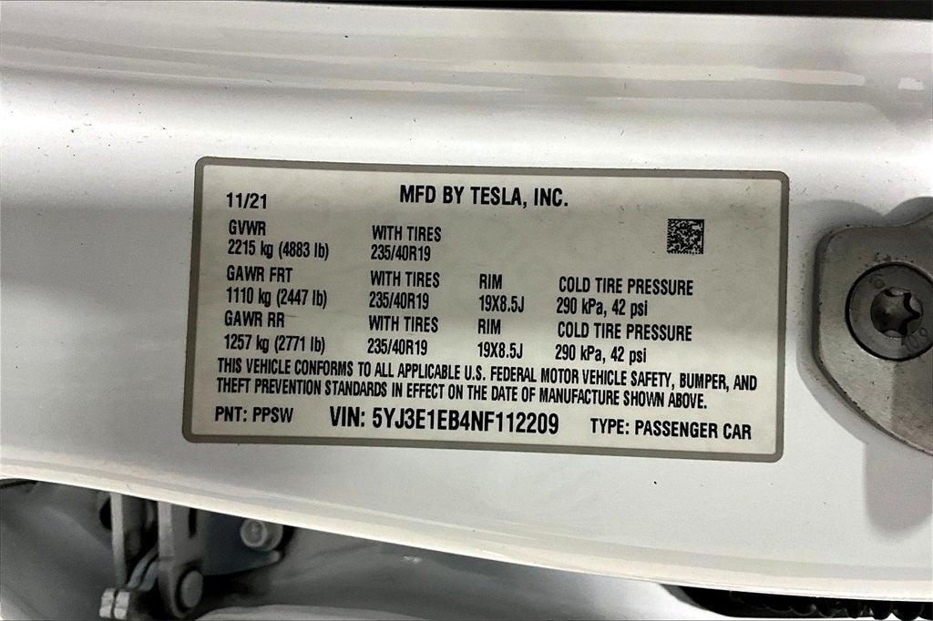 used 2022 Tesla Model 3 car, priced at $27,000