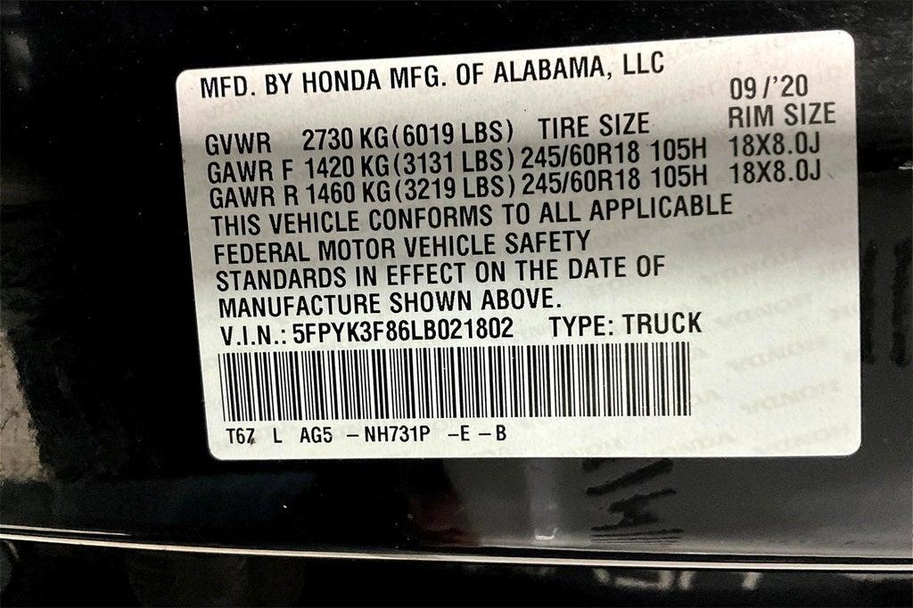 used 2020 Honda Ridgeline car, priced at $27,500