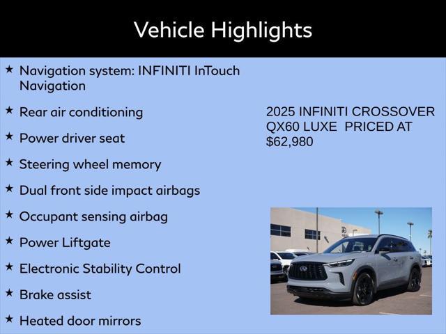 new 2025 INFINITI QX60 car, priced at $60,480