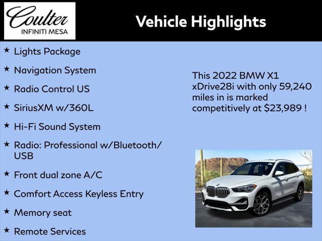used 2022 BMW X1 car, priced at $23,989