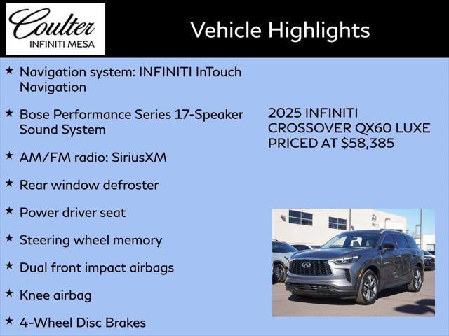 new 2025 INFINITI QX60 car, priced at $55,717