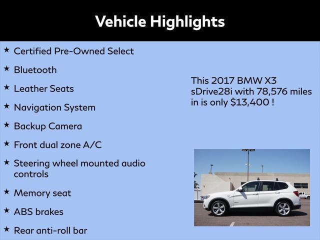 used 2017 BMW X3 car, priced at $13,400