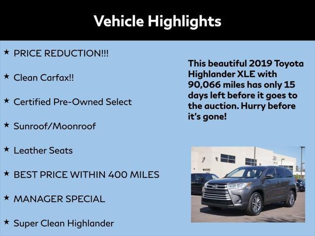 used 2019 Toyota Highlander car, priced at $23,500