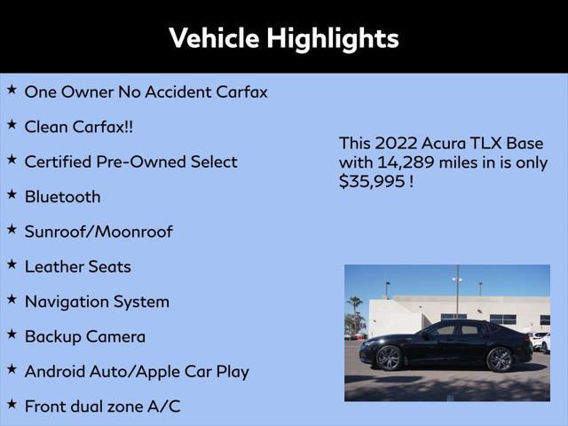 used 2022 Acura TLX car, priced at $35,995