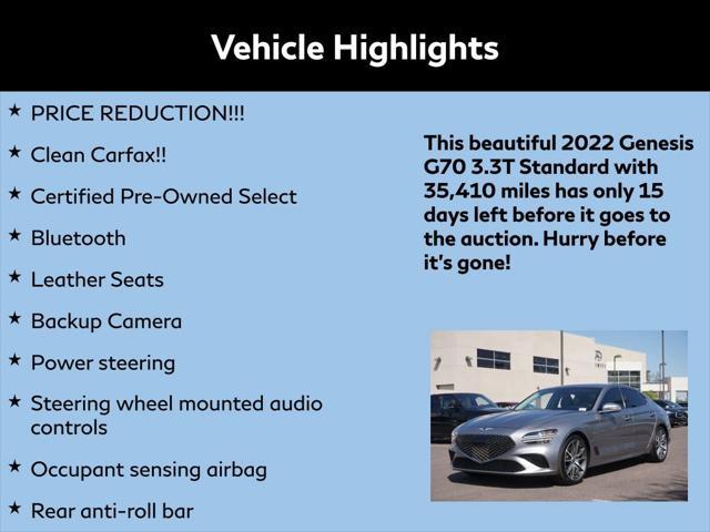 used 2022 Genesis G70 car, priced at $29,995