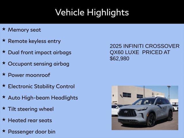 new 2025 INFINITI QX60 car, priced at $60,480