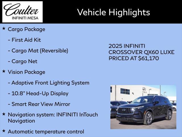 new 2025 INFINITI QX60 car, priced at $58,447