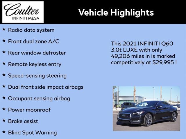 used 2021 INFINITI Q60 car, priced at $29,995