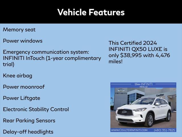 used 2024 INFINITI QX50 car, priced at $38,995