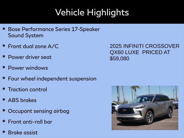 new 2025 INFINITI QX60 car, priced at $56,398