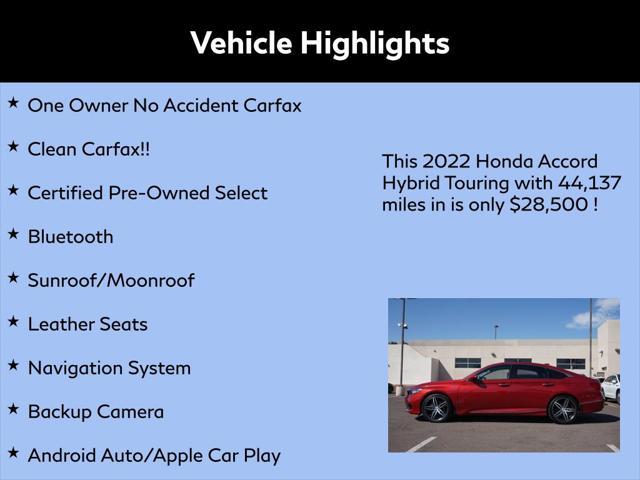 used 2022 Honda Accord Hybrid car, priced at $28,500