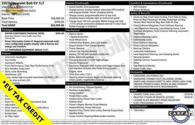 used 2023 Chevrolet Bolt EV car, priced at $17,988
