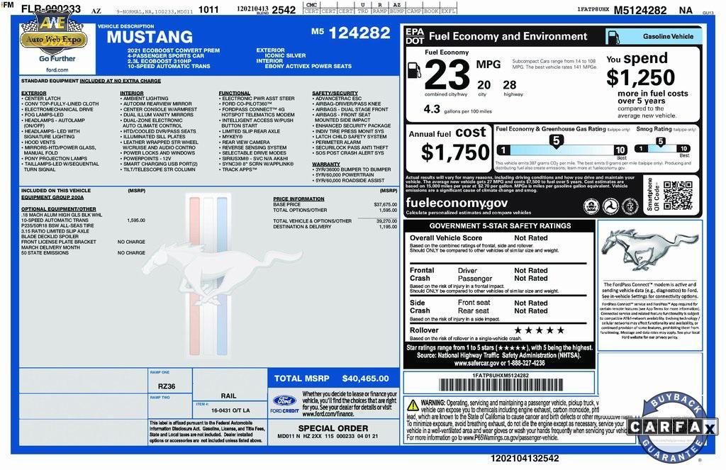 used 2021 Ford Mustang car, priced at $24,014