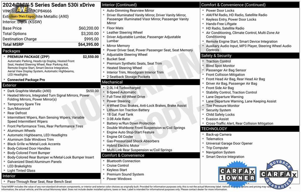 used 2024 BMW 530 car, priced at $37,988