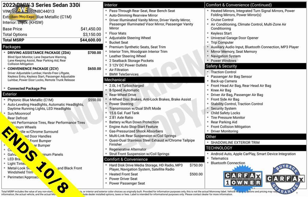 used 2022 BMW 330 car, priced at $28,988
