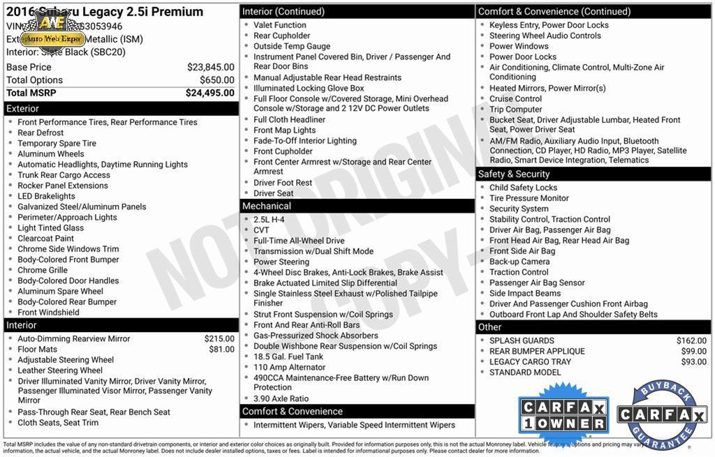 used 2016 Subaru Legacy car, priced at $11,999