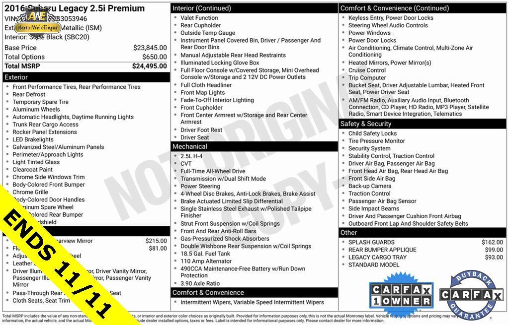 used 2016 Subaru Legacy car, priced at $11,999