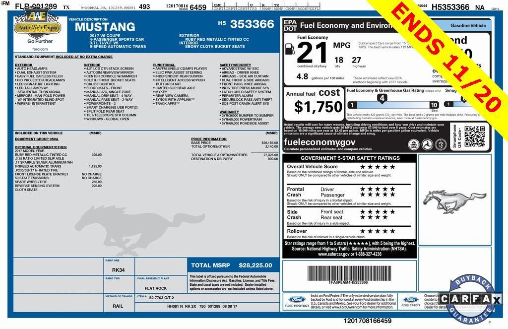 used 2017 Ford Mustang car, priced at $17,999