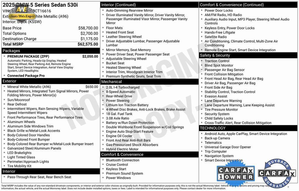 used 2025 BMW 530 car, priced at $39,950