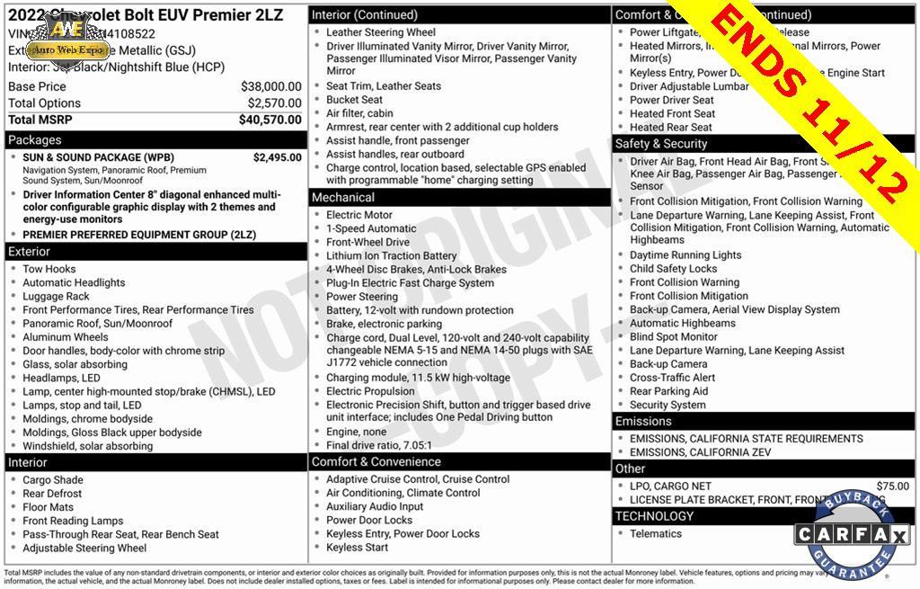 used 2022 Chevrolet Bolt EUV car, priced at $18,998