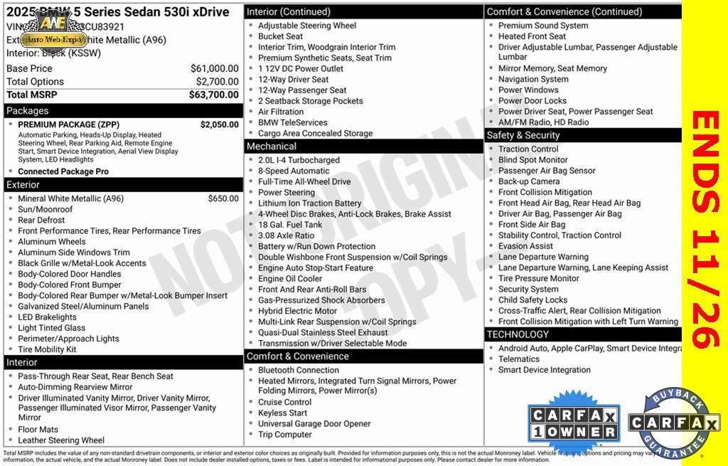 used 2025 BMW 530 car, priced at $53,998