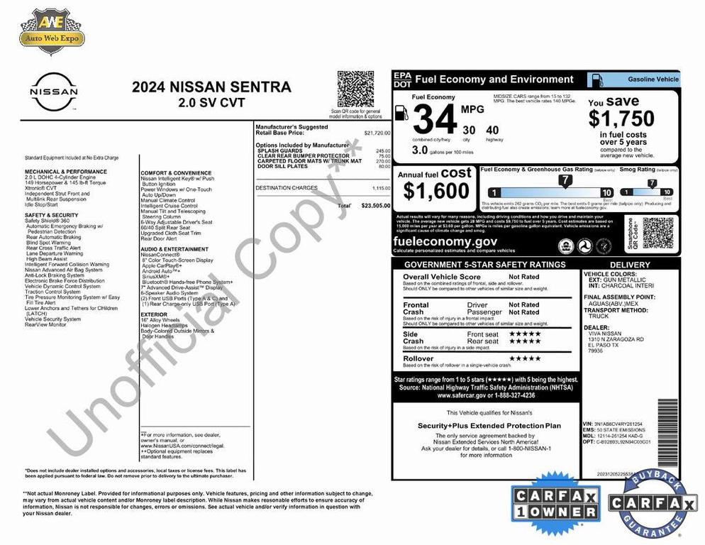 used 2024 Nissan Sentra car, priced at $19,849