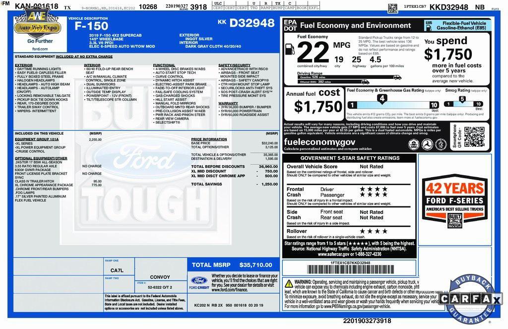 used 2019 Ford F-150 car, priced at $19,999