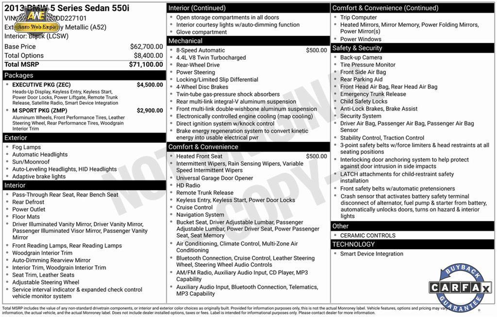 used 2013 BMW 550 car, priced at $14,999