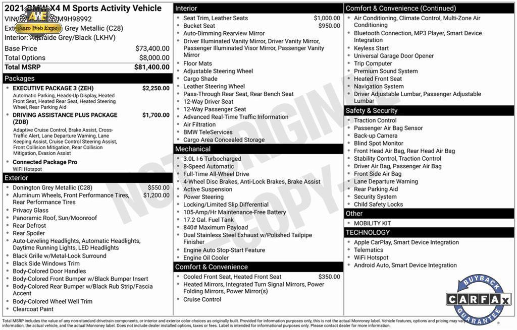 used 2021 BMW X4 M car, priced at $45,995