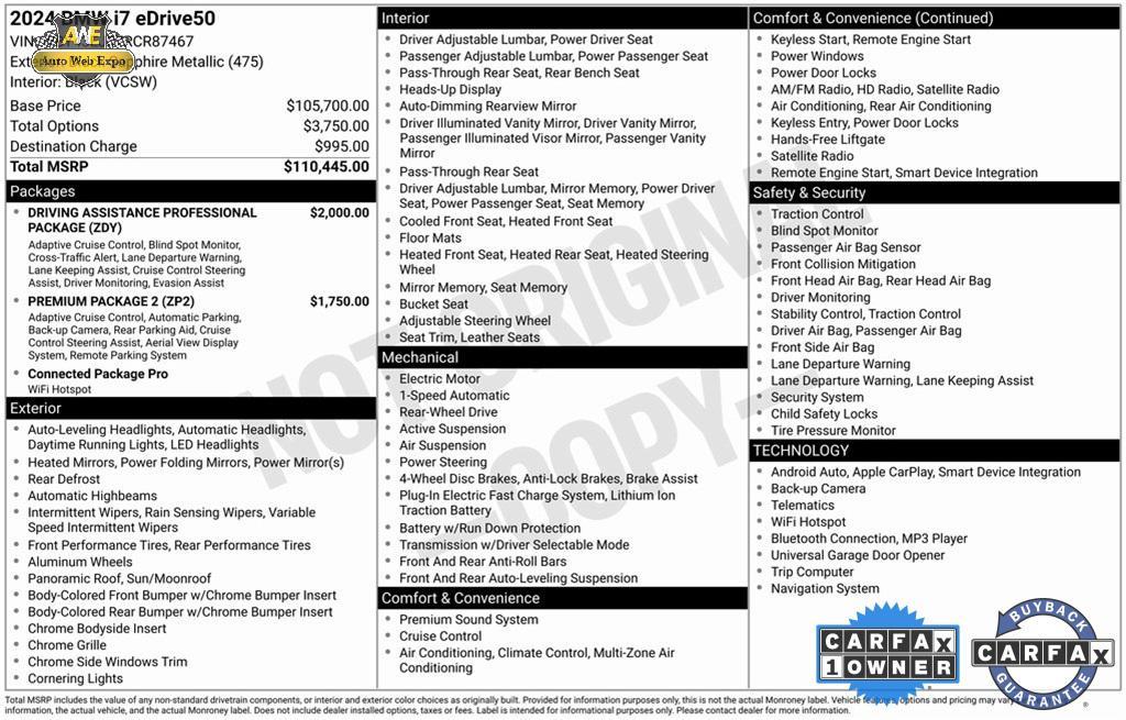 used 2024 BMW i7 car, priced at $68,461
