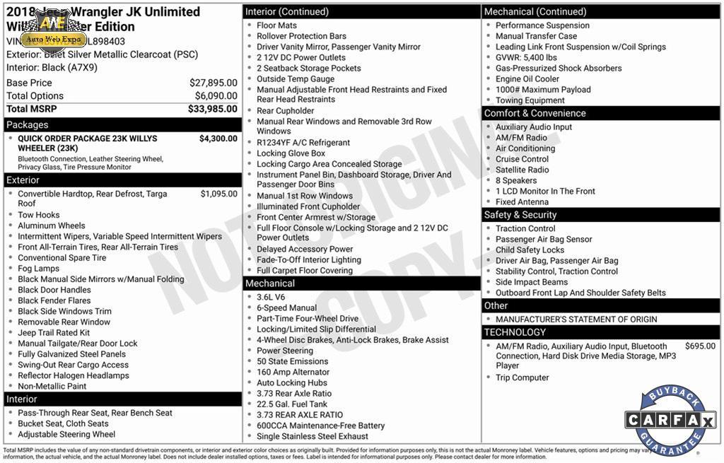 used 2018 Jeep Wrangler JK Unlimited car, priced at $16,988