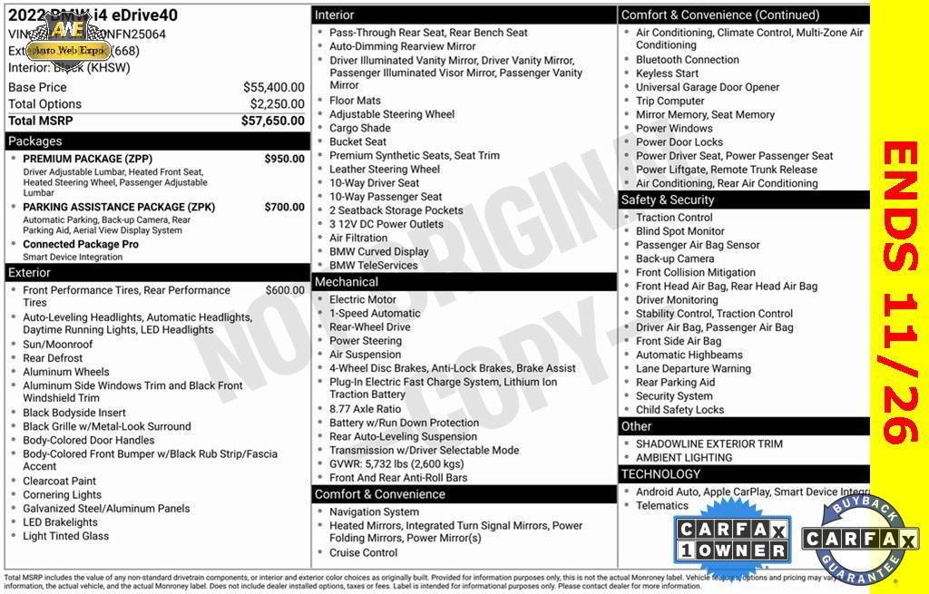 used 2022 BMW i4 Gran Coupe car, priced at $28,366