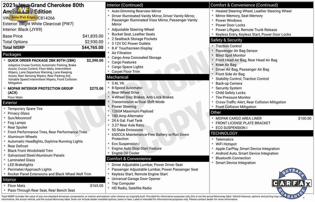 used 2021 Jeep Grand Cherokee car, priced at $24,500