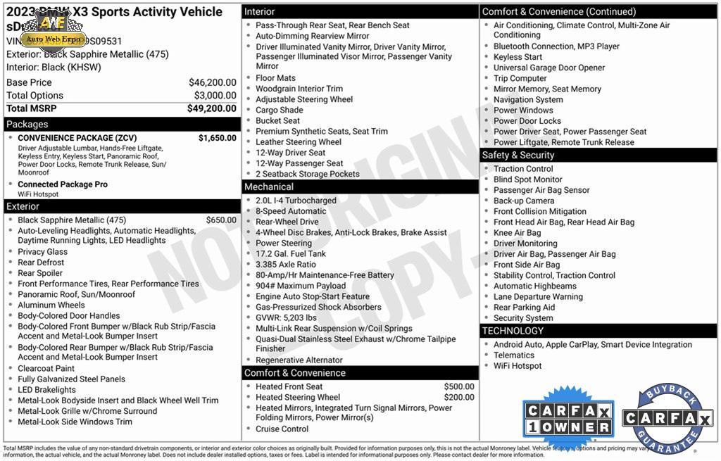 used 2023 BMW X3 car, priced at $28,988