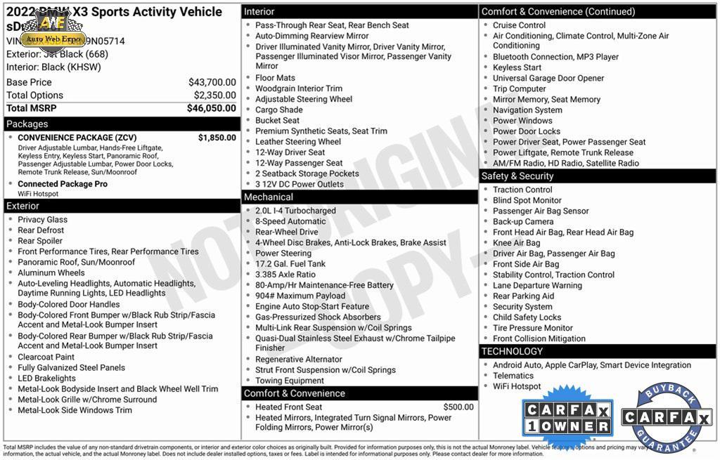 used 2022 BMW X3 car, priced at $27,988