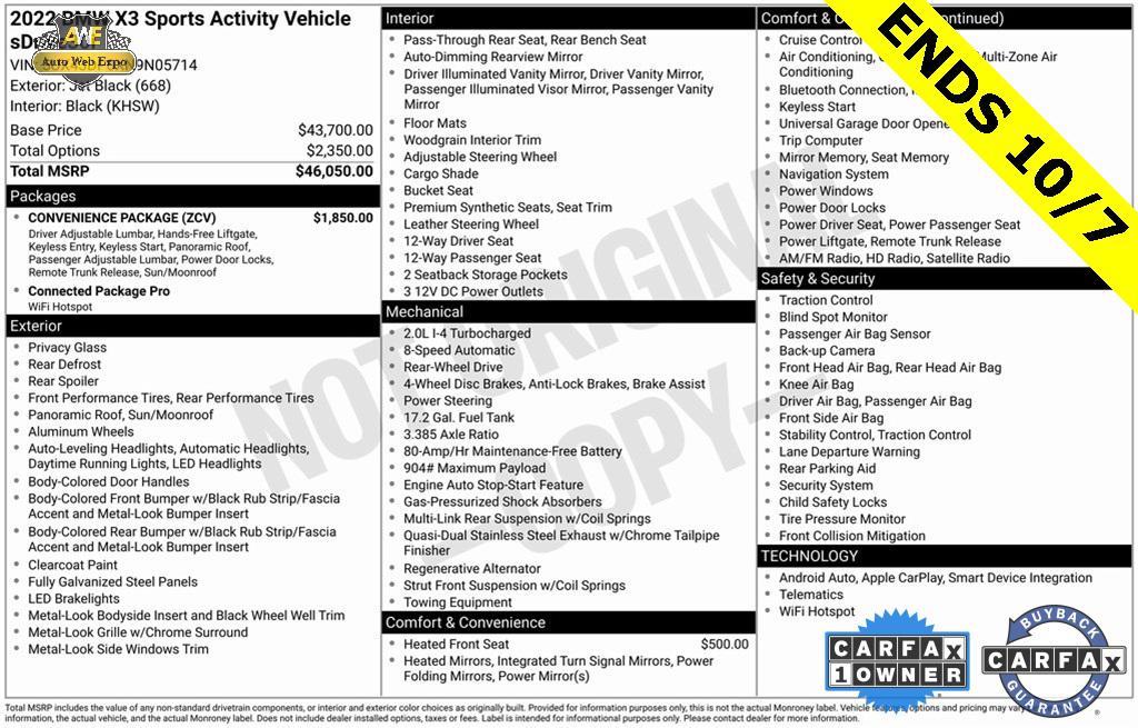 used 2022 BMW X3 car, priced at $28,988