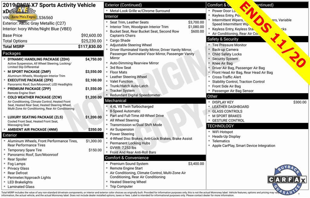 used 2019 BMW X7 car, priced at $35,988