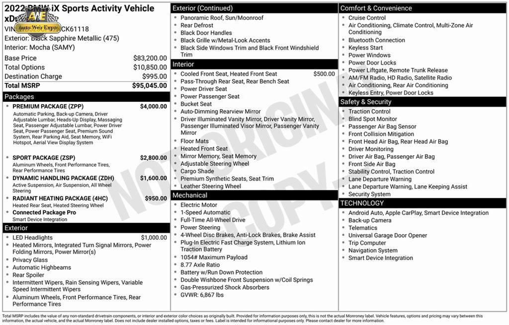 used 2022 BMW iX car, priced at $41,260
