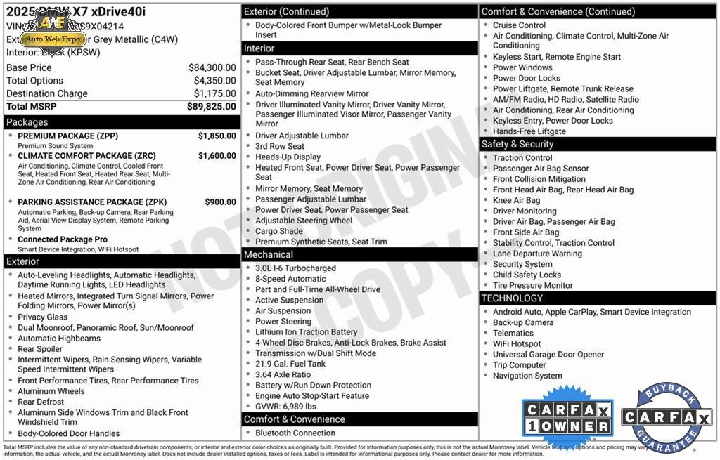 used 2025 BMW X7 car, priced at $59,898